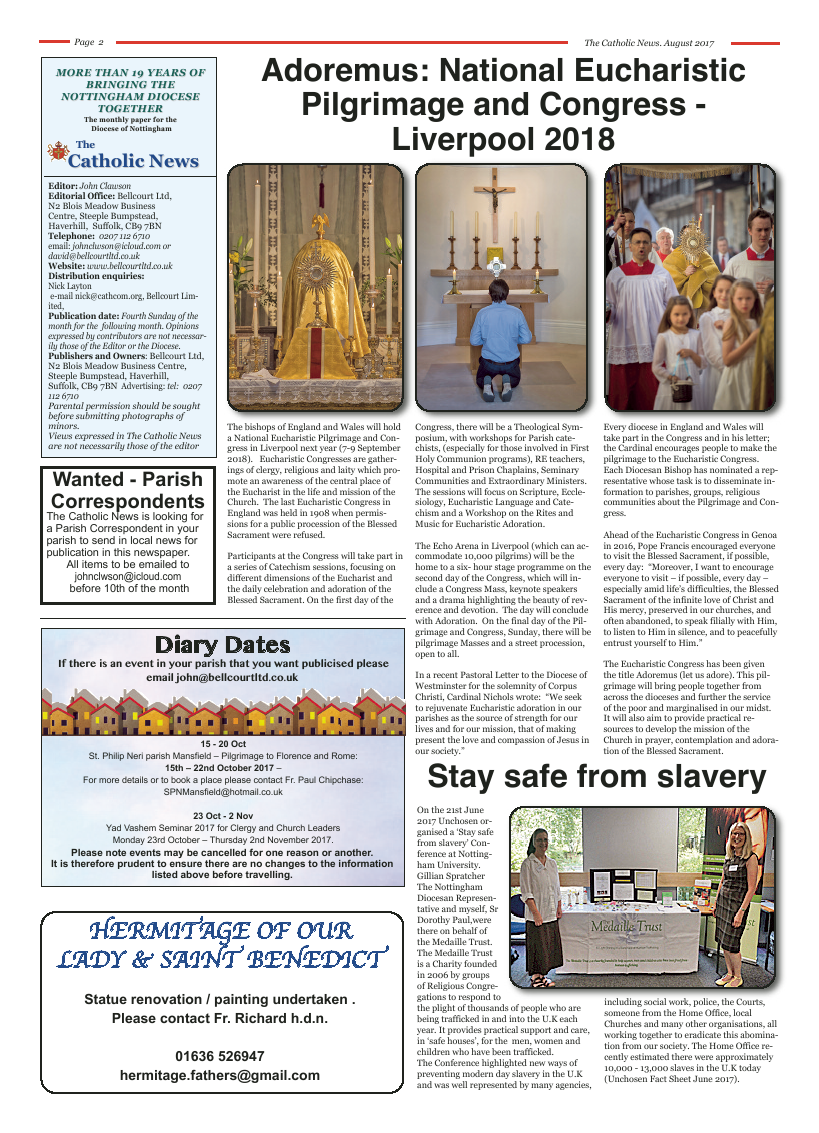 Aug 2017 edition of the Nottingham Catholic News - Page 