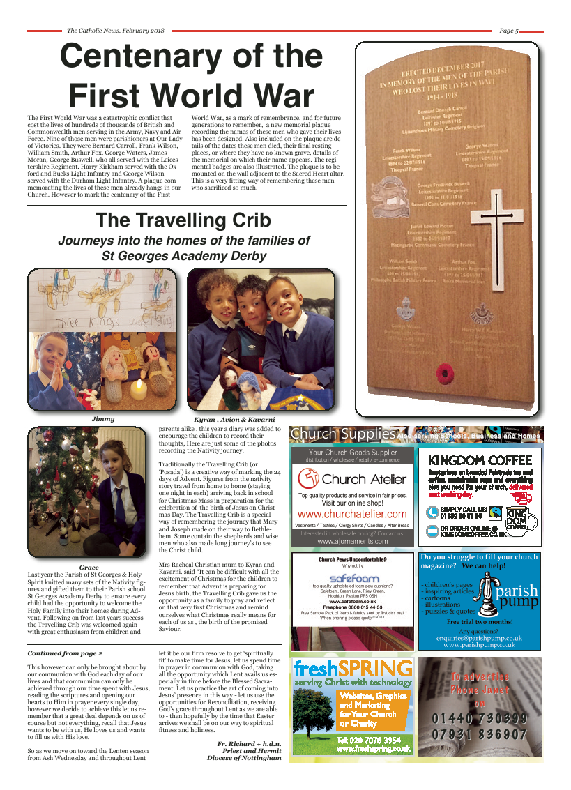 Feb 2018 edition of the Nottingham Catholic News - Page 