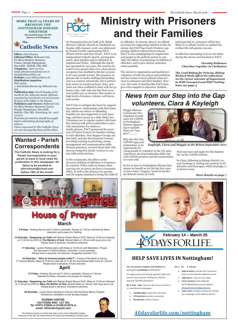 Mar 2018 edition of the Nottingham Catholic News - Page 