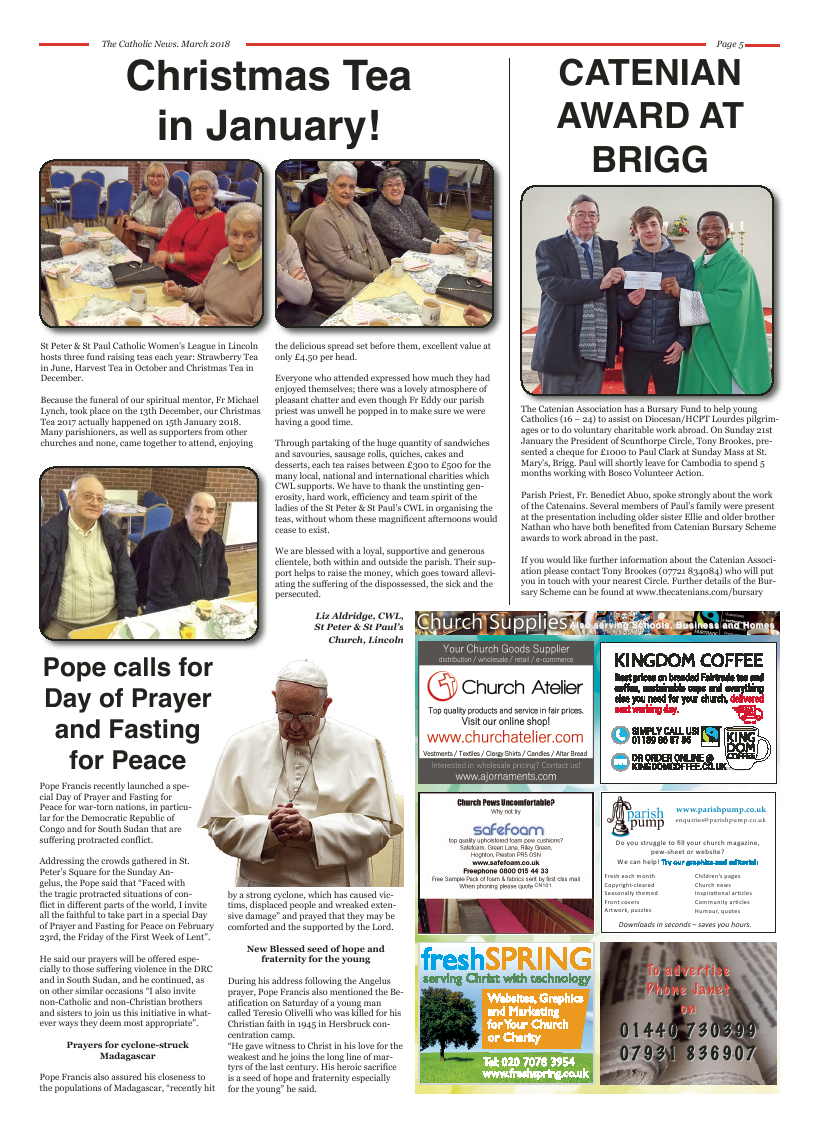 Mar 2018 edition of the Nottingham Catholic News - Page 