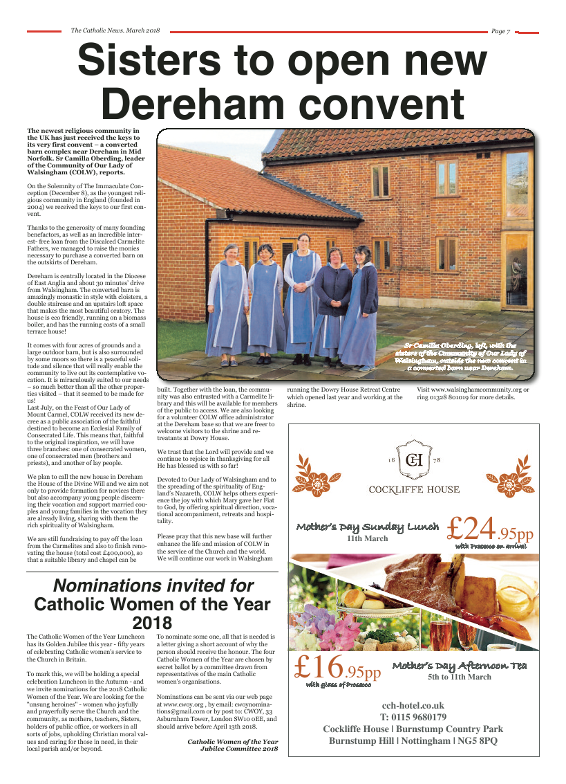 Mar 2018 edition of the Nottingham Catholic News - Page 