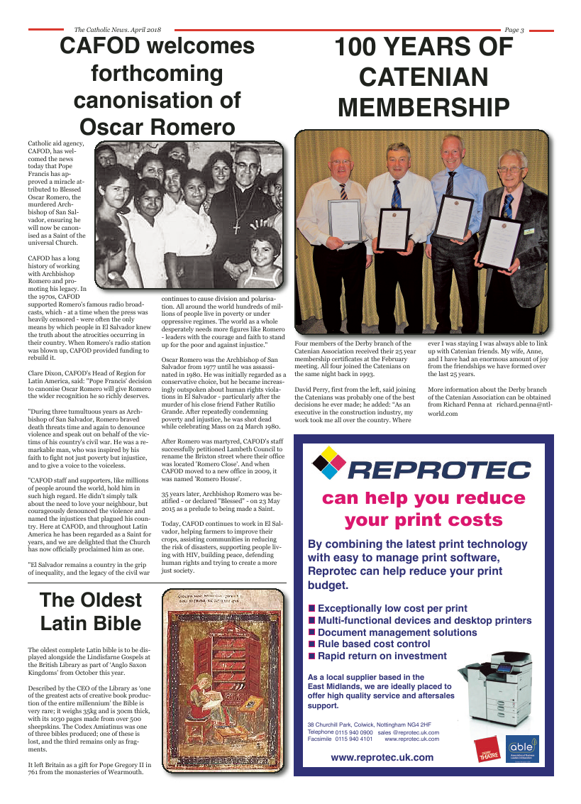 Apr 2018 edition of the Nottingham Catholic News - Page 