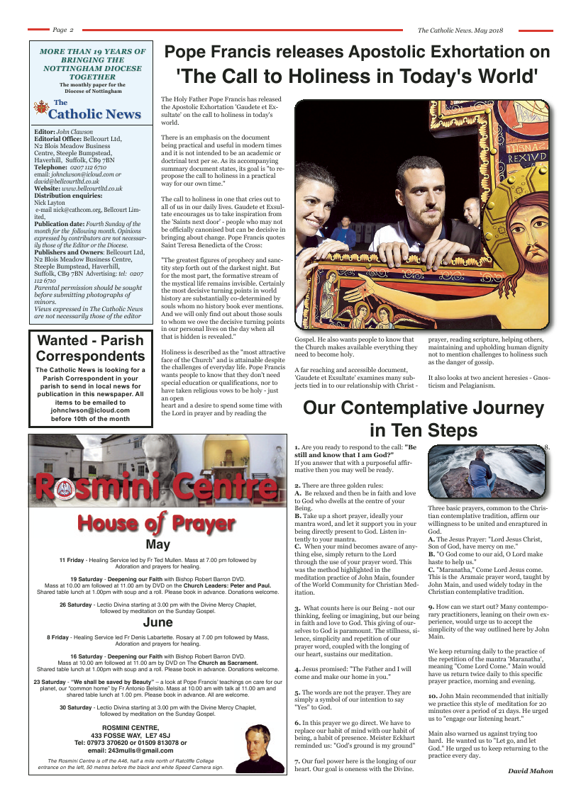 May 2018 edition of the Nottingham Catholic News - Page 