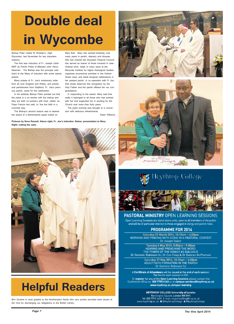 Apr 2014 edition of the The Vine - Northampton