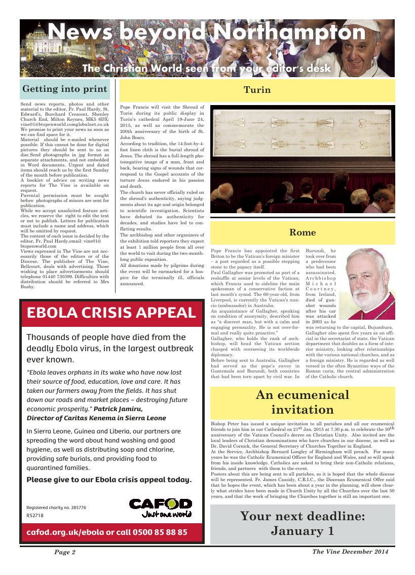 Dec 2014 edition of the The Vine - Northampton