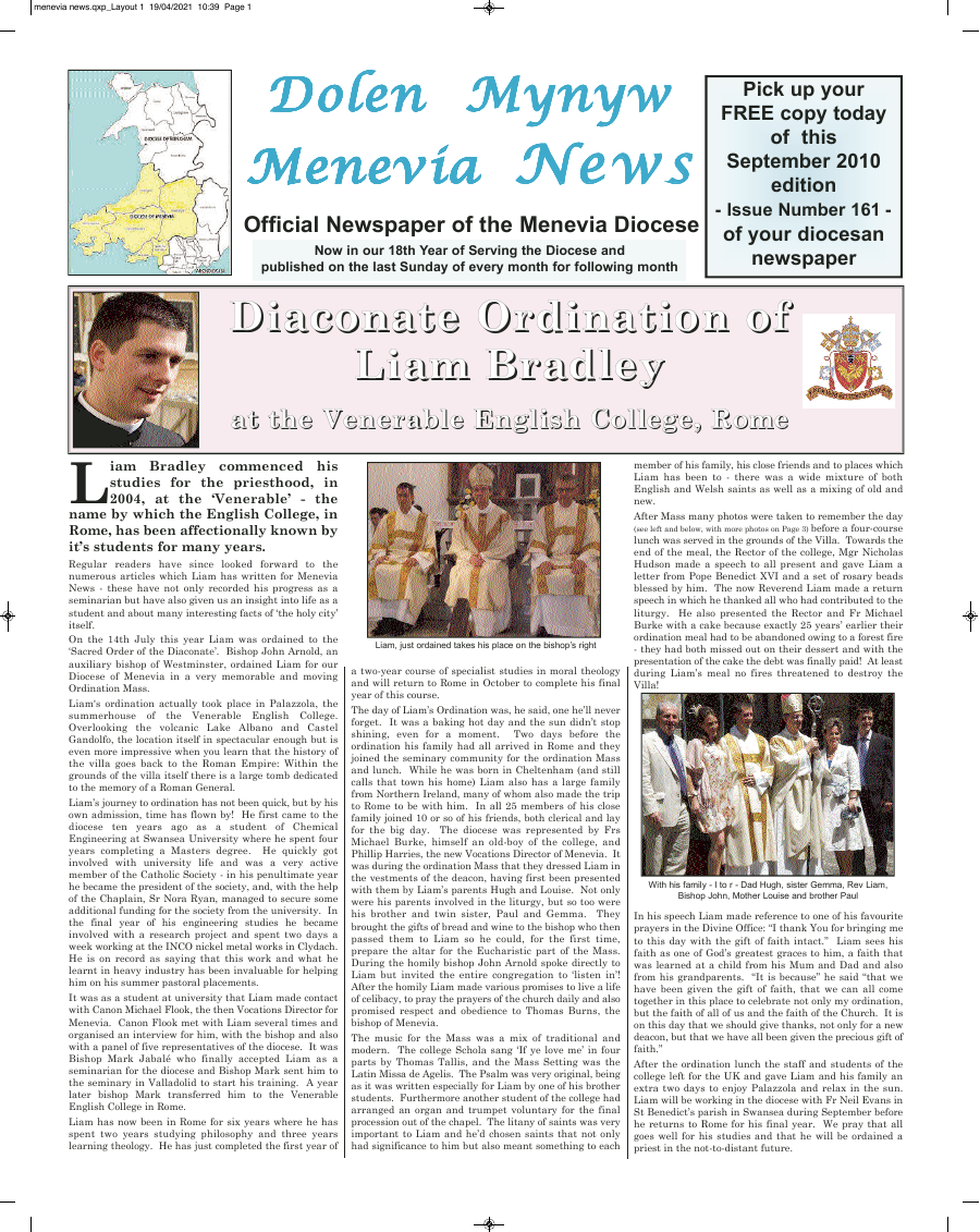 Sep 2010 edition of the Menevia News