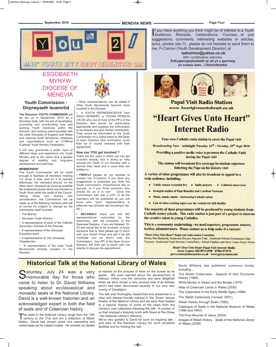 Sep 2010 edition of the Menevia News