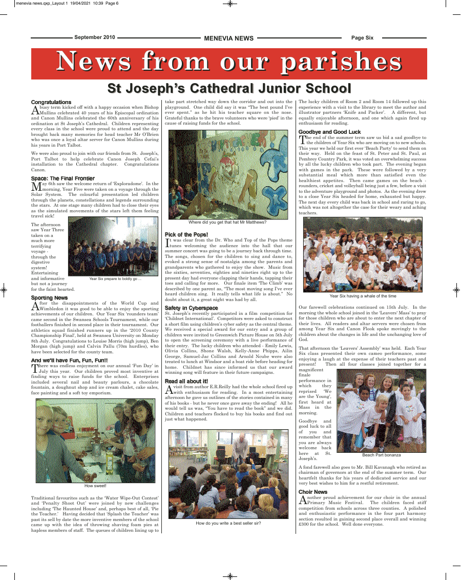 Sep 2010 edition of the Menevia News