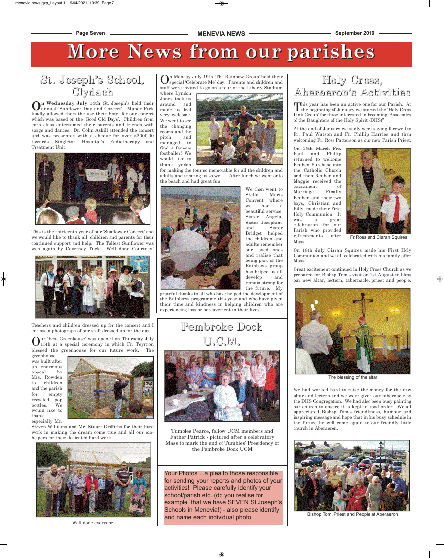 Sep 2010 edition of the Menevia News