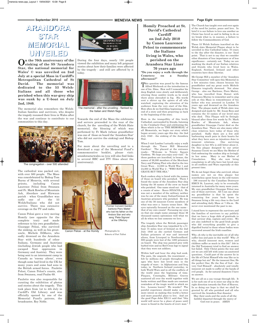 Sep 2010 edition of the Menevia News